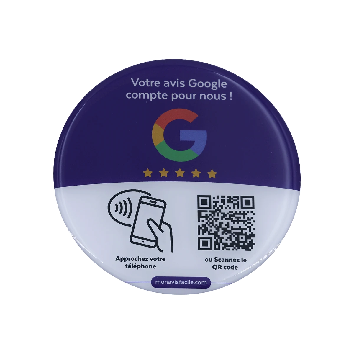 Round Google Reviews Plate + Free Mobile App